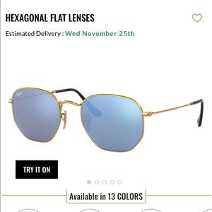 Hexagonal Flat Ray-Ban Sunglasses